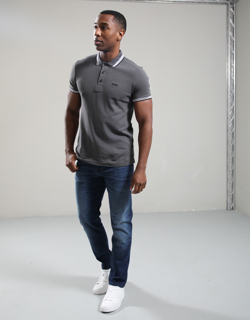 BOSS Paddy Polo Shirt Open Grey
