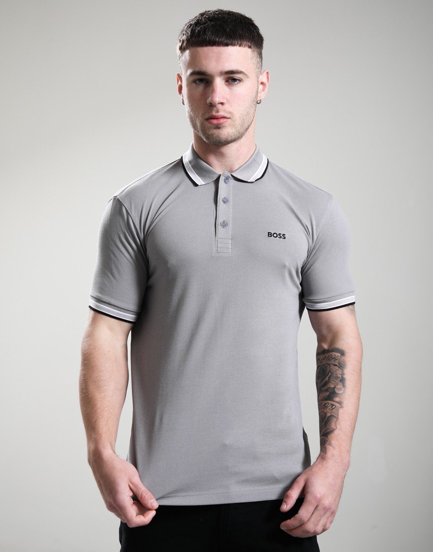 BOSS Paddy Polo Shirt Open Grey