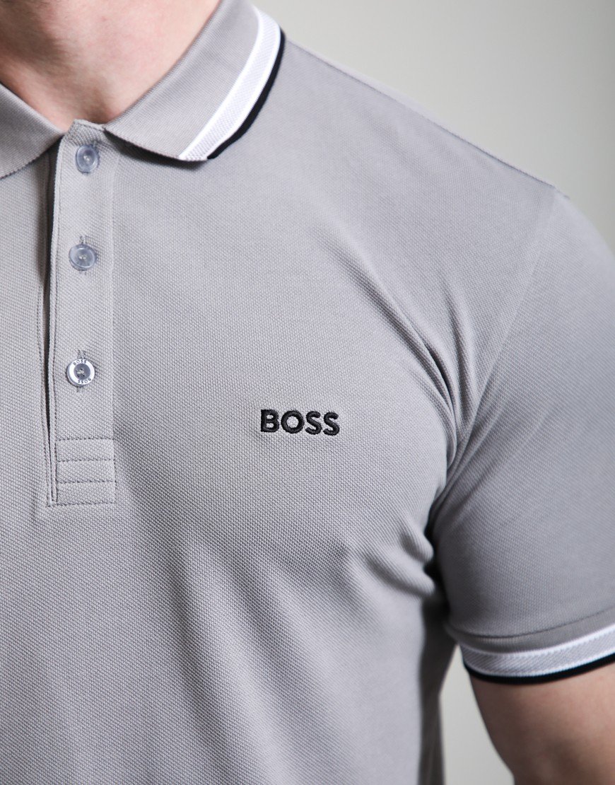 BOSS Paddy Polo Shirt Open Grey