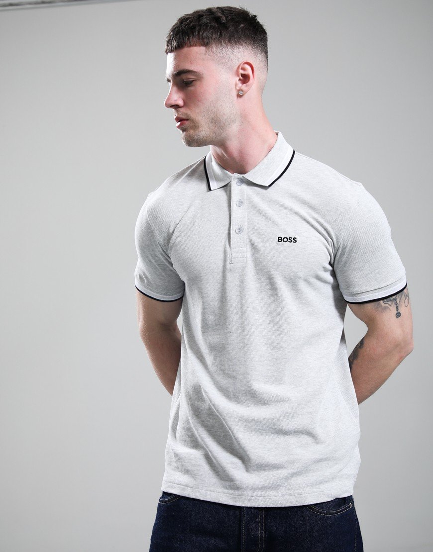 BOSS Paddy Polo Shirt Silver
