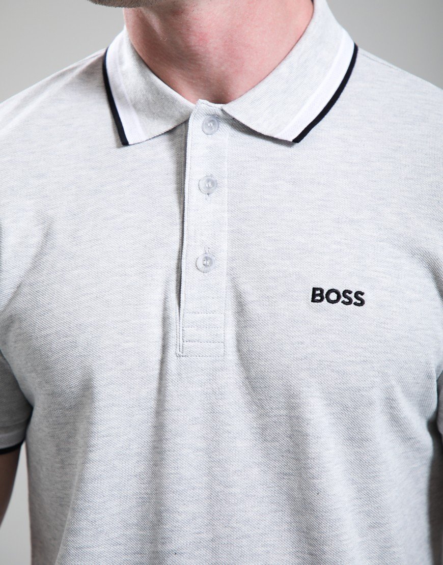 BOSS Paddy Polo Shirt Silver