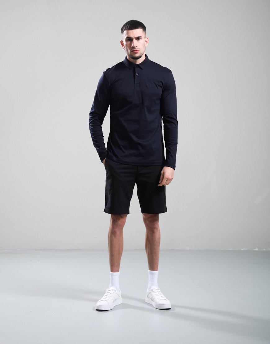 BOSS Pirol Long Sleeve Polo Shirt Dark Blue