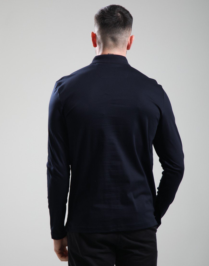 BOSS Pirol Long Sleeve Polo Shirt Dark Blue