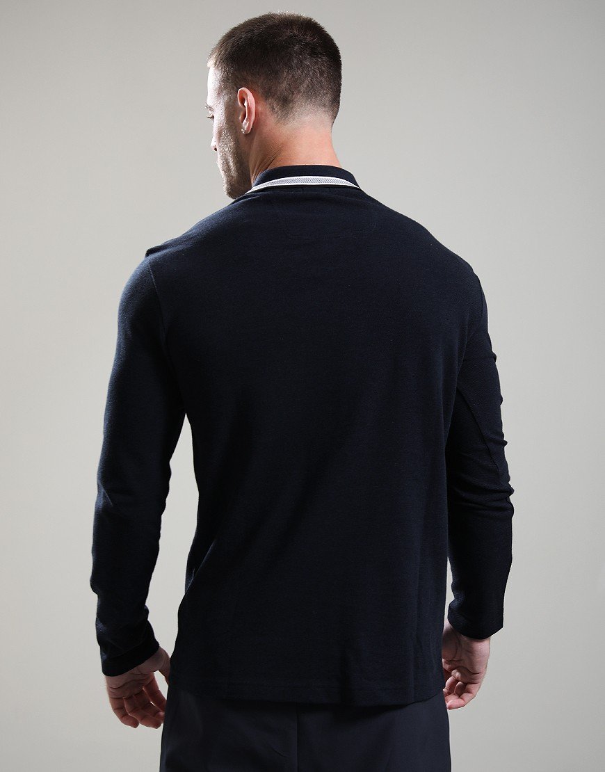 BOSS Plisy Long Sleeve Polo Shirt Navy BOSS Plisy Long Sleeve Polo Shirt Navy