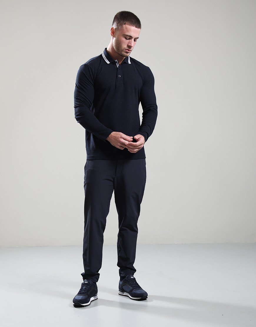 BOSS Plisy Long Sleeve Polo Shirt Navy BOSS Plisy Long Sleeve Polo Shirt Navy