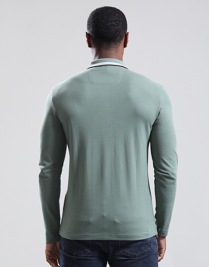 BOSS Plisy Long Sleeve Polo Shirt Open Green