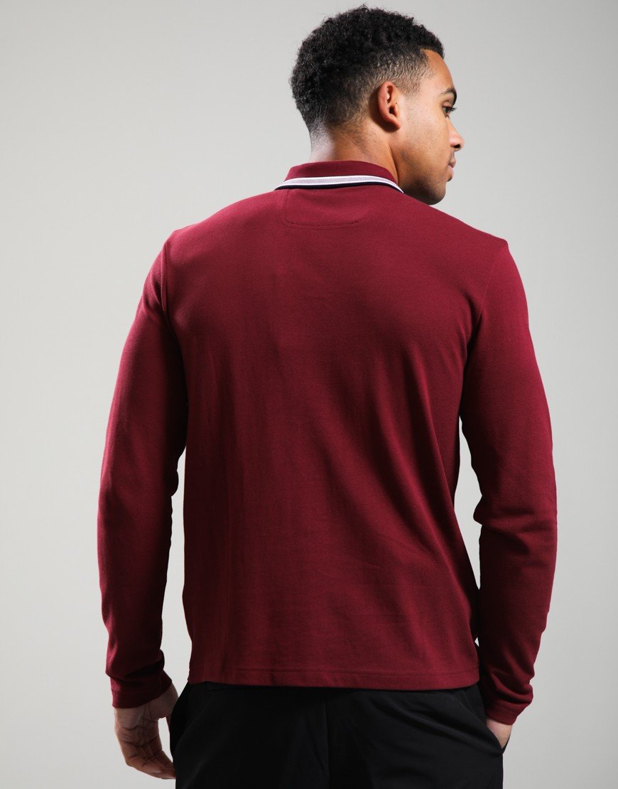 BOSS Plisy Long Sleeve Polo Shirt Dark Pink 654