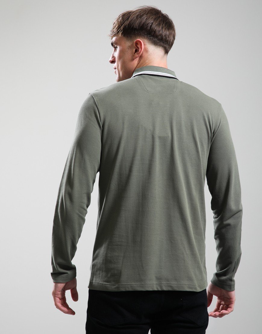 BOSS Plisy Long Sleeve Polo Shirt Dark Beige