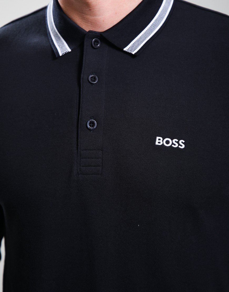 BOSS Plisy Long Sleeve Polo Shirt Dark Blue