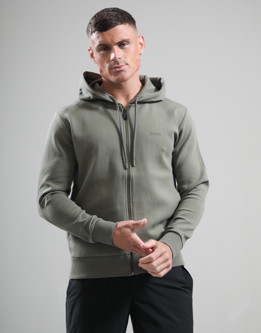 BOSS Saggy Zip Hoodie Dark Beige