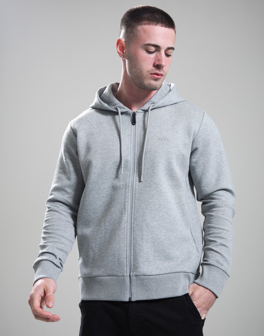BOSS Saggy Zip Hoodie Silver
