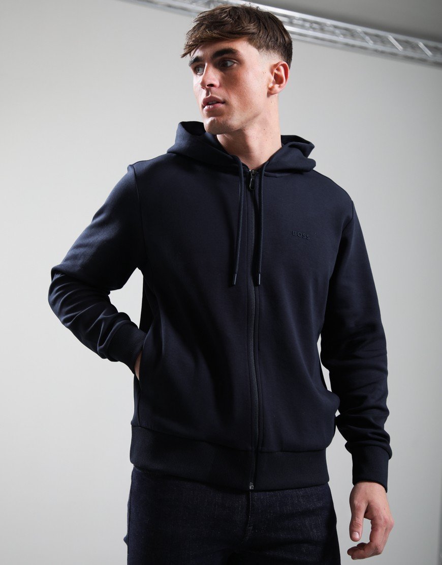 BOSS Saggy Zip Hoodie Dark Blue