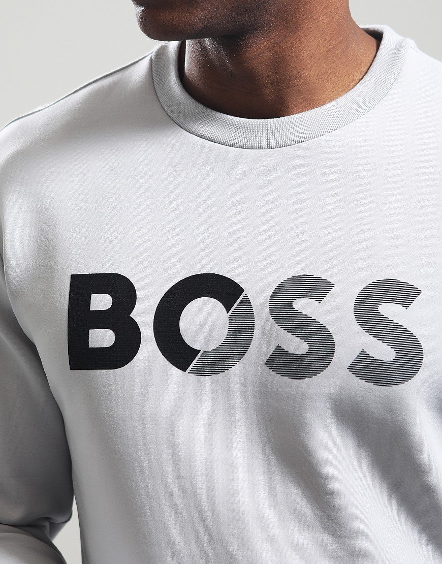 BOSS Salbo Tape Logo Crew Sweat Light Pastel Grey