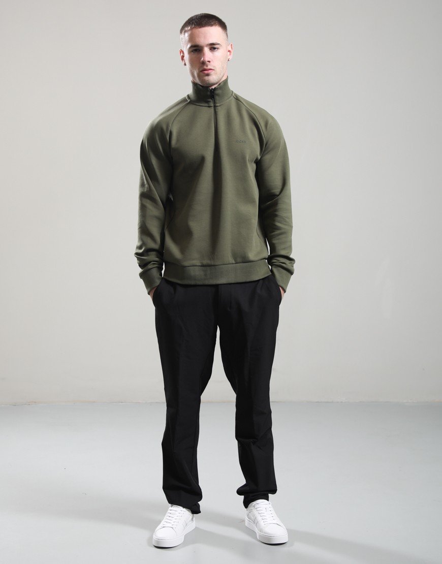 BOSS Half Zip Sweat Open Green