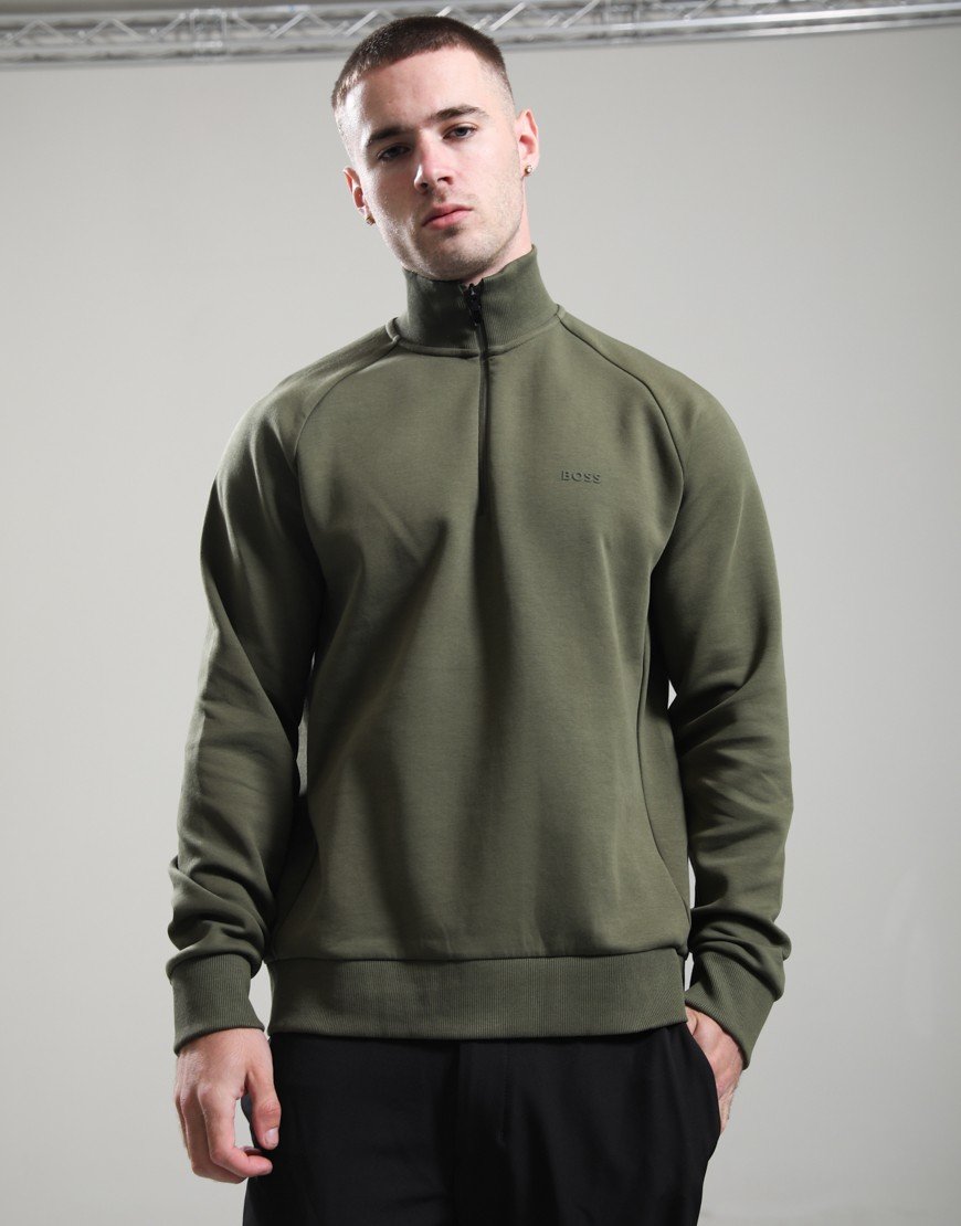 BOSS Half Zip Sweat Open Green