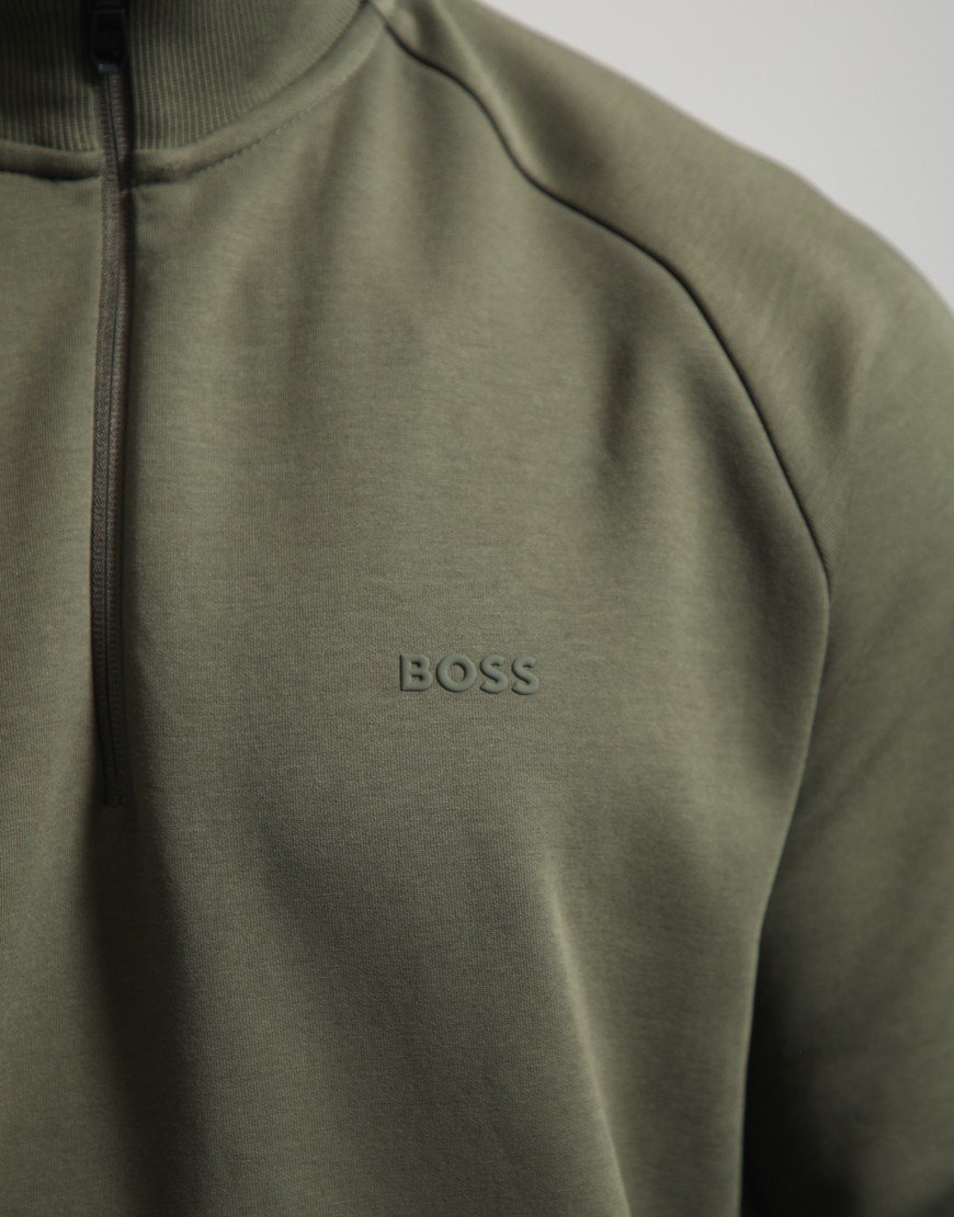 BOSS Half Zip Sweat Open Green