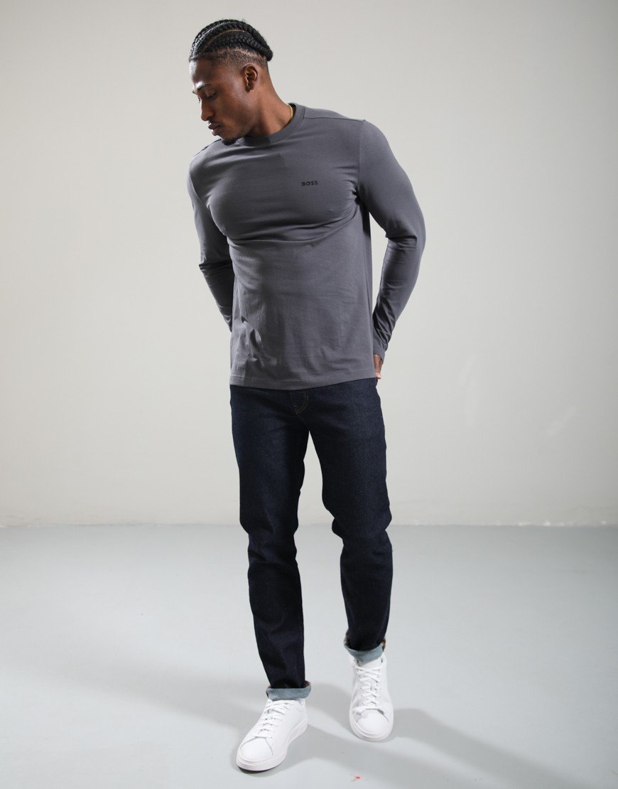 BOSS Tee Basis Long T-Shirt Open Grey