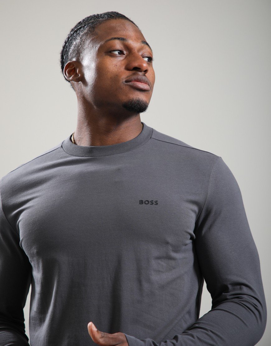 BOSS Tee Basis Long T-Shirt Open Grey