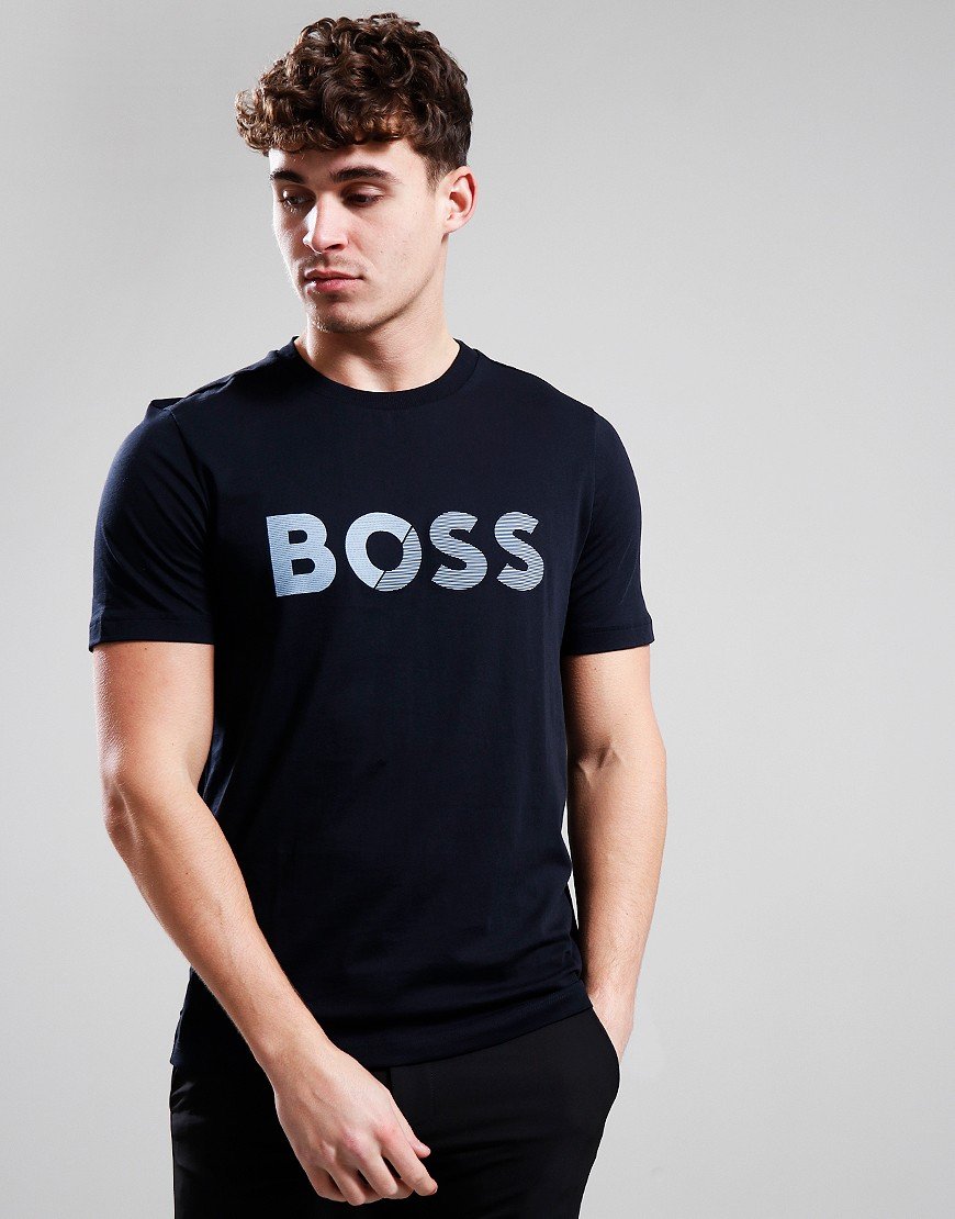 BOSS Tee Tape Logo T-Shirt Dark Blue