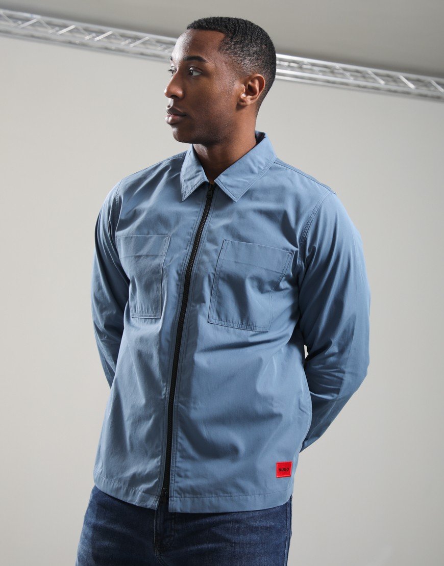 HUGO Evalom Overshirt Open Blue