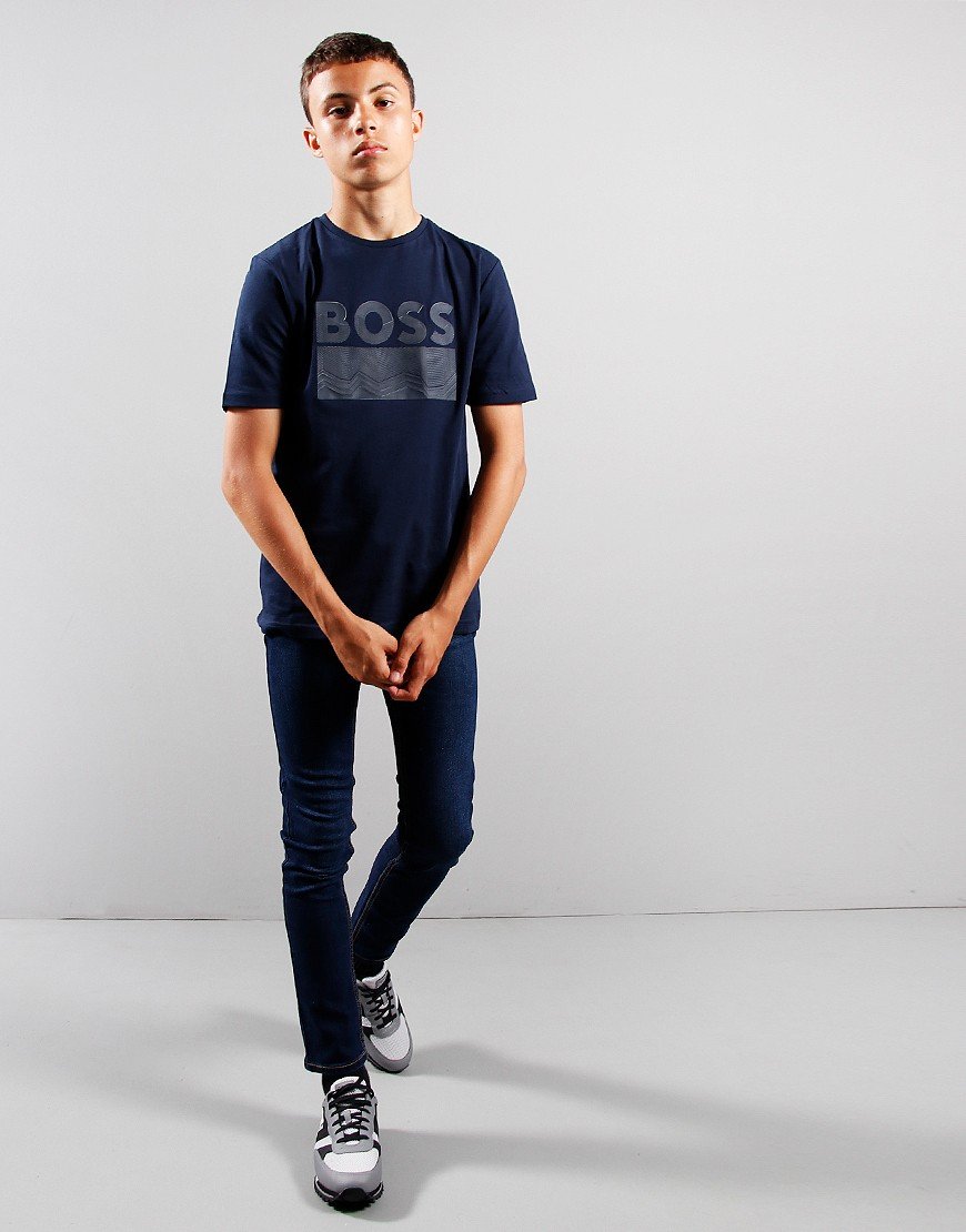 BOSS Kids Large Chest Logo T-Shirt Navy