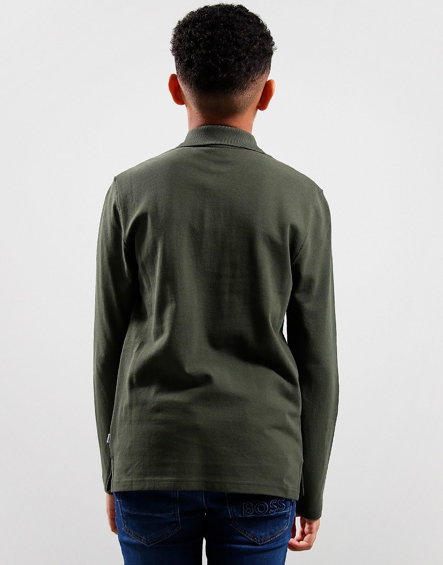 BOSS Kids Long Sleeve Polo Shirt Forest Green