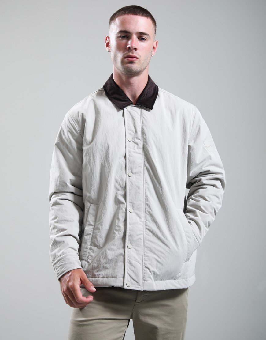 BOSS Leldon Zip Overshirt Open Grey