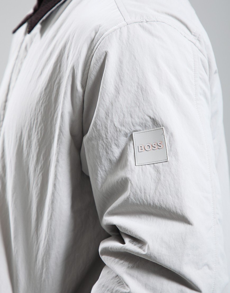 BOSS Leldon Zip Overshirt Open Grey