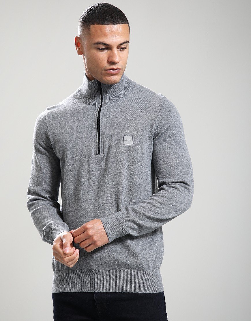BOSS Kanobix_S Quarter Zip Silver