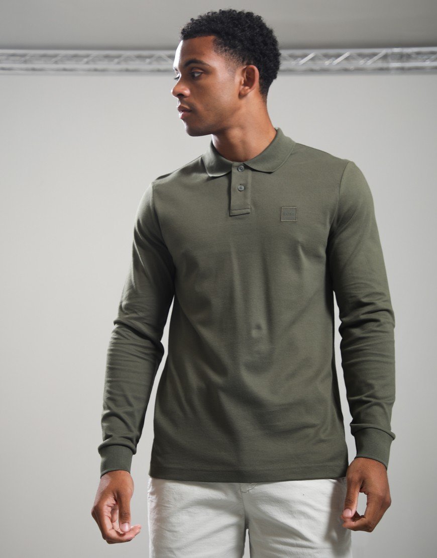 BOSS Passerby Long Sleeve Polo Shirt Bright Green