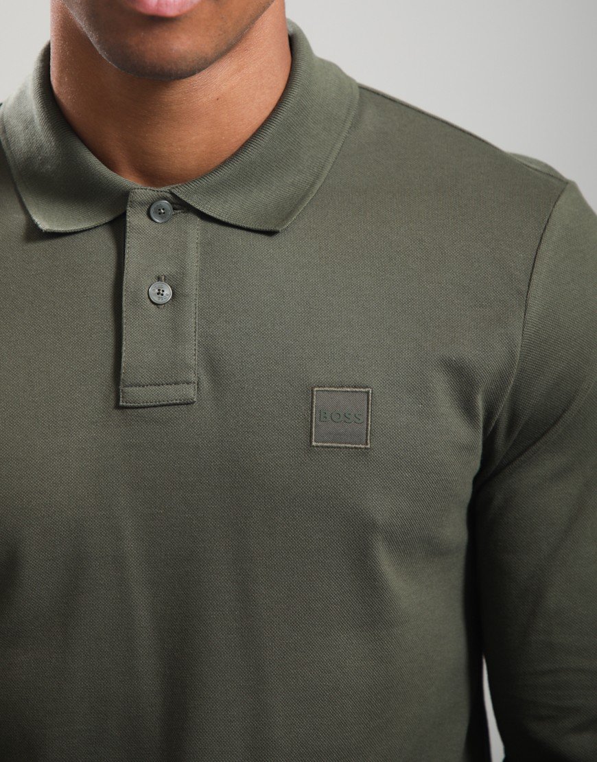 BOSS Passerby Long Sleeve Polo Shirt Bright Green