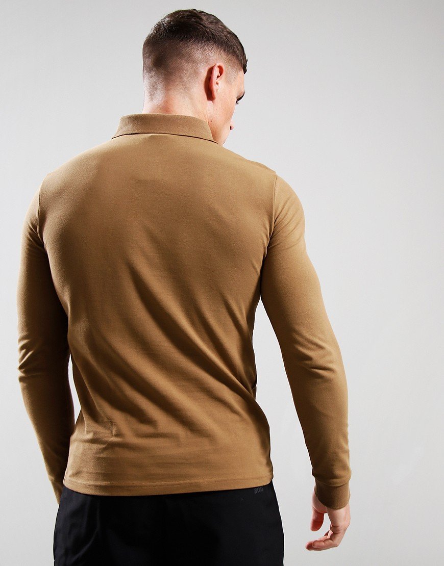 BOSS Passerby Long Sleeve Polo Shirt Open Beige
