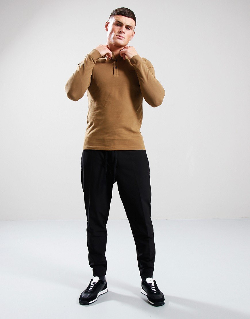 BOSS Passerby Long Sleeve Polo Shirt Open Beige
