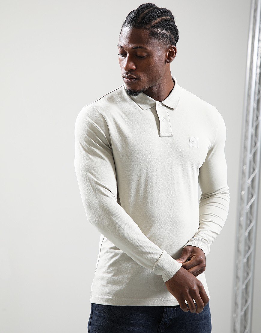 BOSS Passerby Long Sleeve Polo Shirt Light Beige