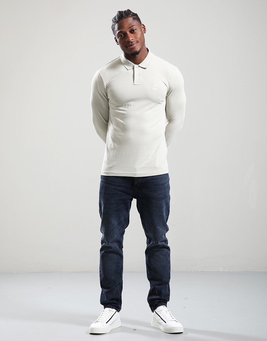 BOSS Passerby Long Sleeve Polo Shirt Light Beige