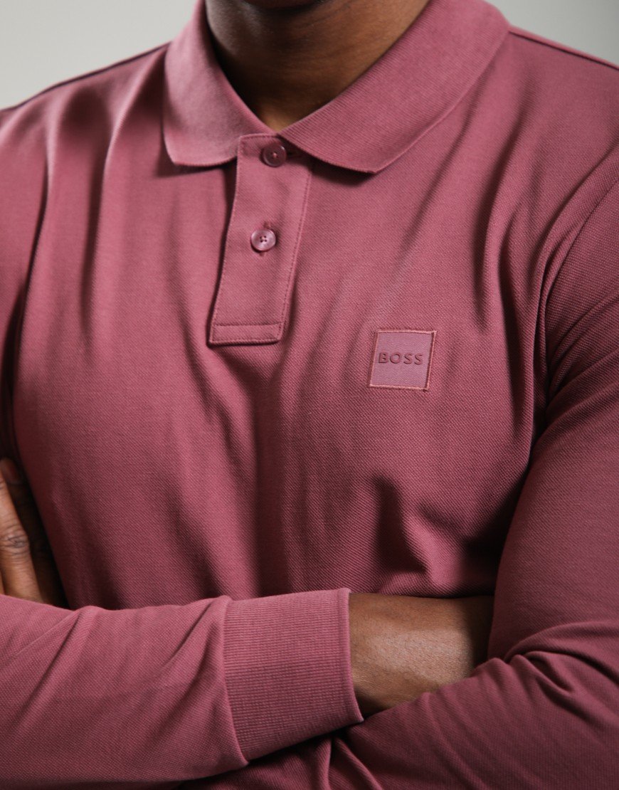 BOSS Passerby Long Sleeve Polo Shirt Medium Red