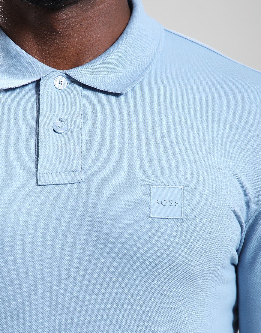 BOSS Passerby Long Sleeve Polo Shirt Light Pastel Blue