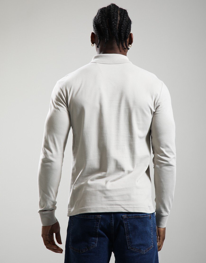 BOSS Passerby Long Sleeve Polo Shirt Open Grey