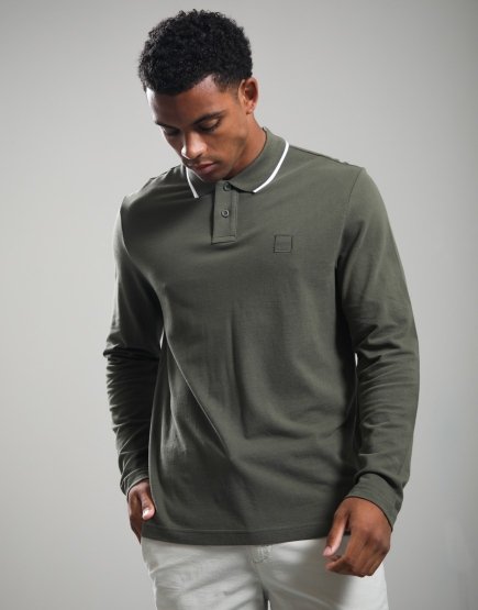 BOSS Passerford Long Sleeve Polo Shirt Bright Green