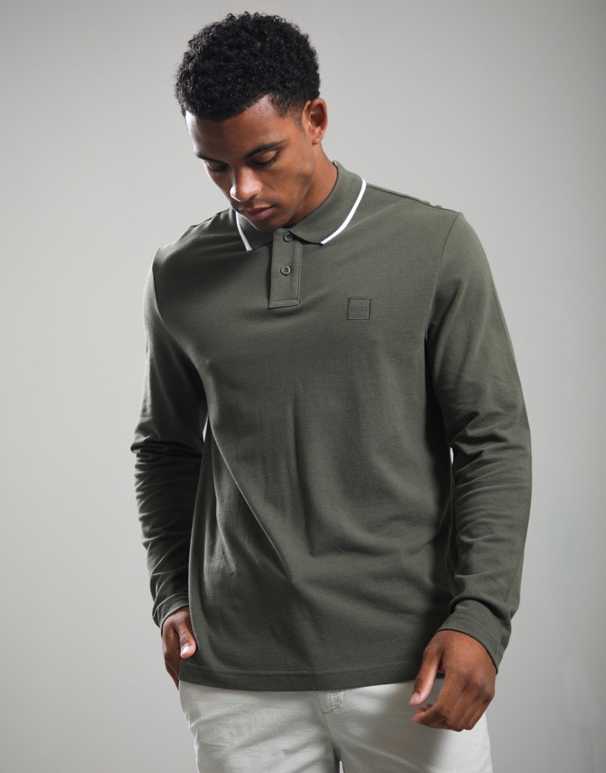 BOSS Passerford Long Sleeve Polo Shirt Bright Green