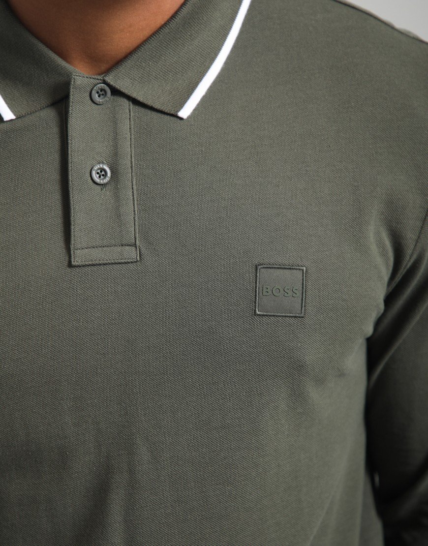BOSS Passerford Long Sleeve Polo Shirt Bright Green