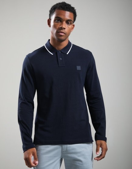 BOSS Passerford Long Sleeve Polo Shirt Dark Blue