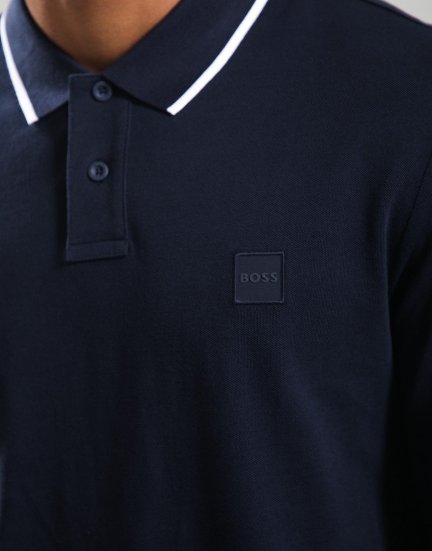 BOSS Passerford Long Sleeve Polo Shirt Dark Blue