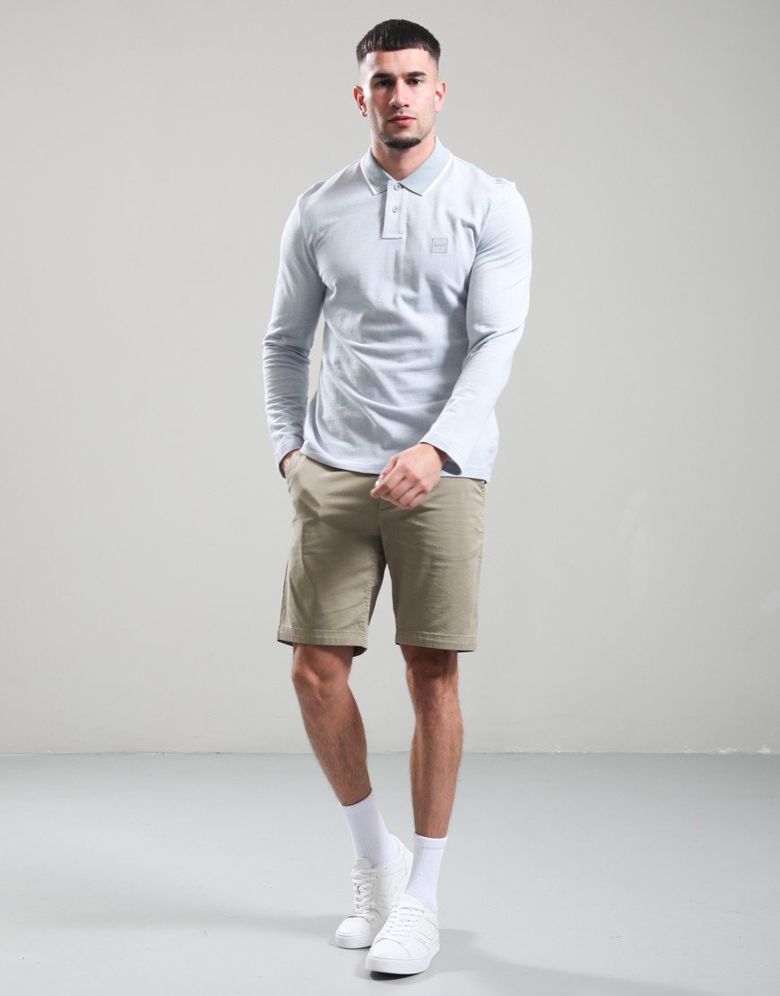BOSS Passerford Long Sleeve Polo Shirt Open Grey