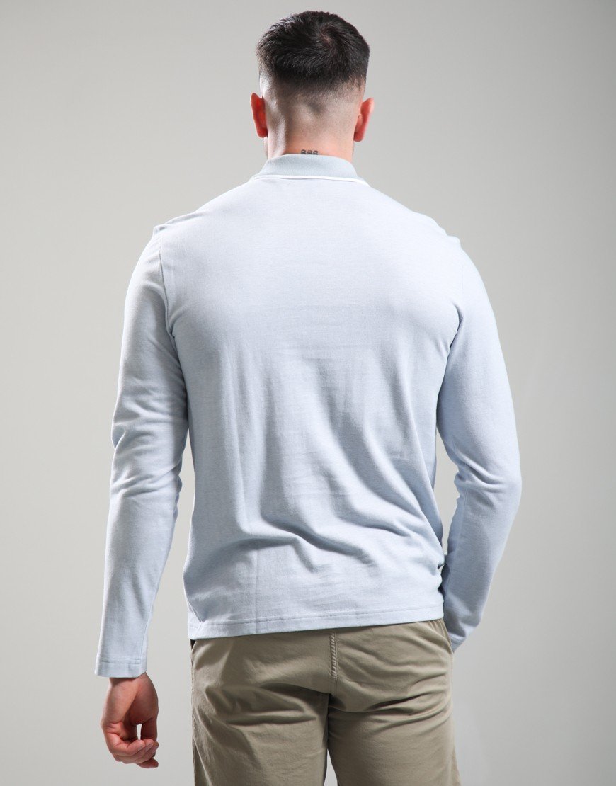 BOSS Passerford Long Sleeve Polo Shirt Open Grey
