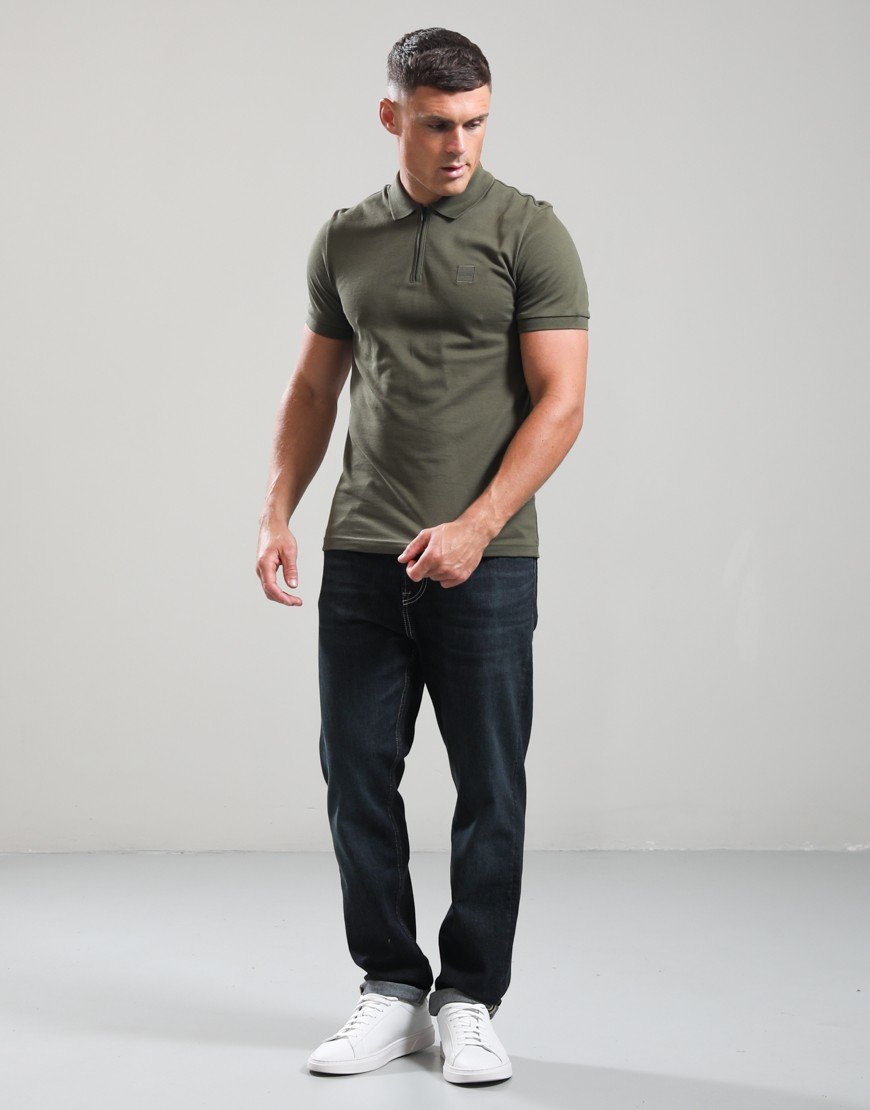 BOSS Passerzip Polo Shirt Bright Green