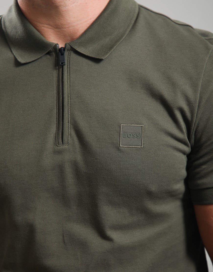 BOSS Passerzip Polo Shirt Bright Green