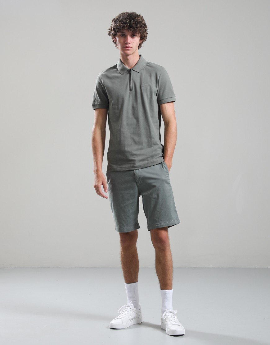 BOSS Passerzip Polo Shirt Open Grey