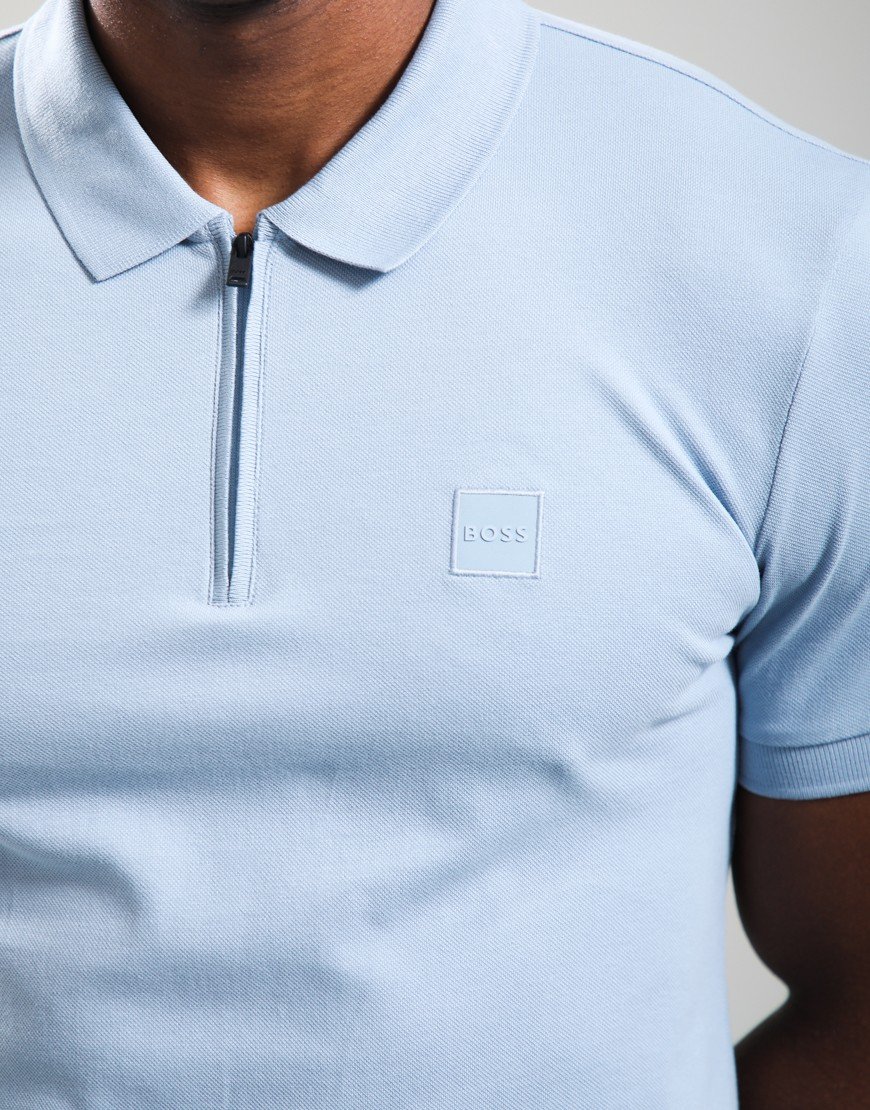BOSS Passerzip Polo Shirt Light Pastel Blue