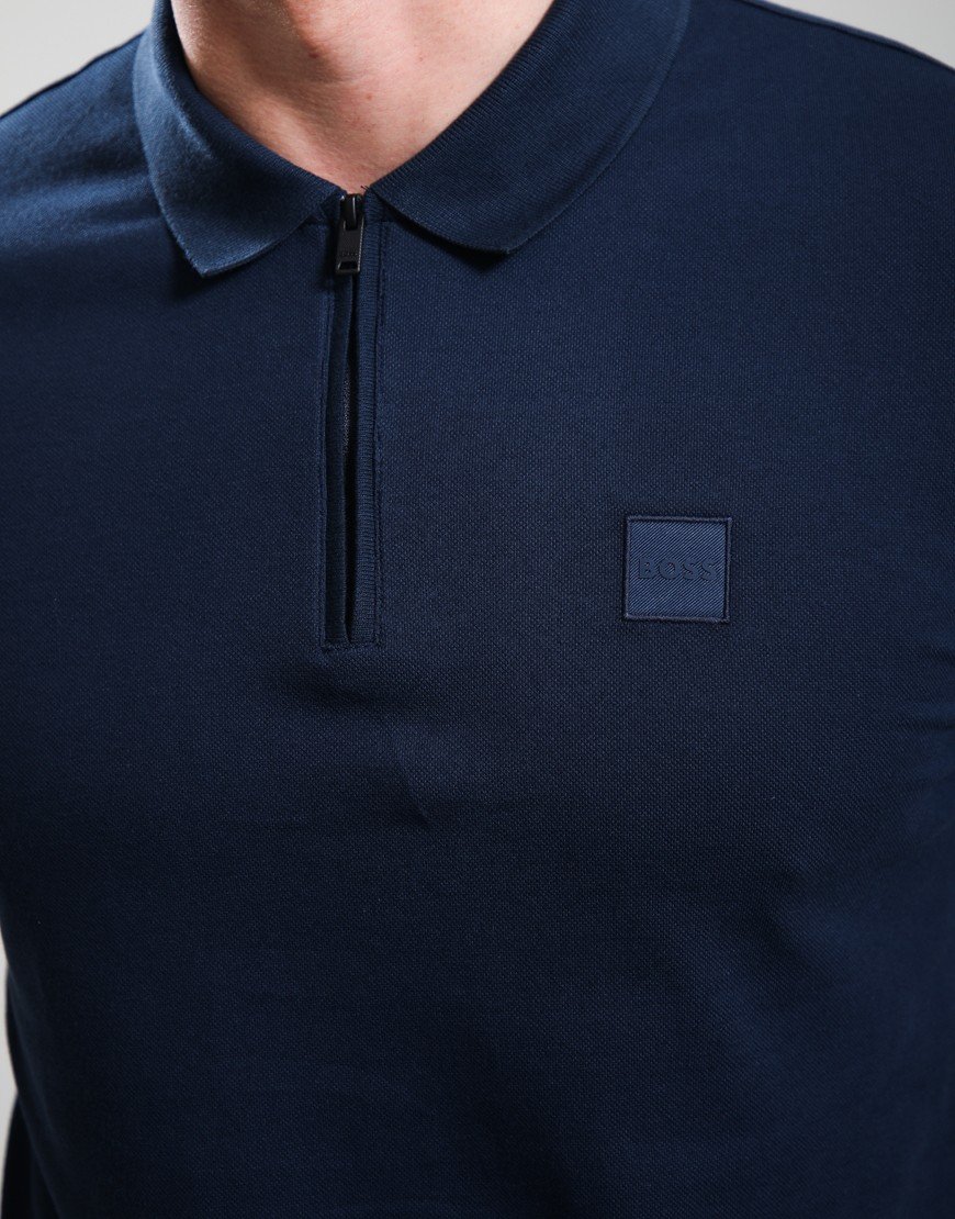 BOSS Passerzip Polo Shirt Open Blue
